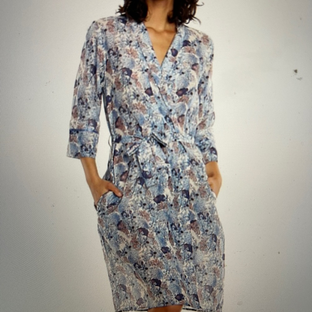 Papinella Paloma Blue Robe Cotton/Silk Size Small